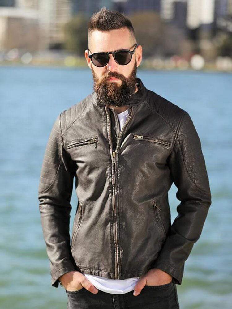 Rugged Biker Leather Jacket