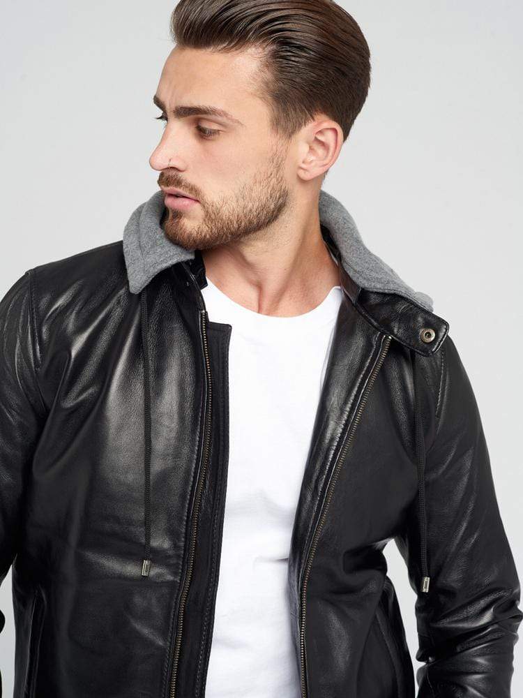 Sculpt Australia mens leather jacket Mike Detachable hood Leather Jacket