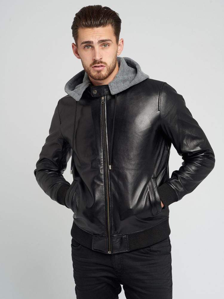 Sculpt Australia mens leather jacket Mike Detachable hood Leather Jacket