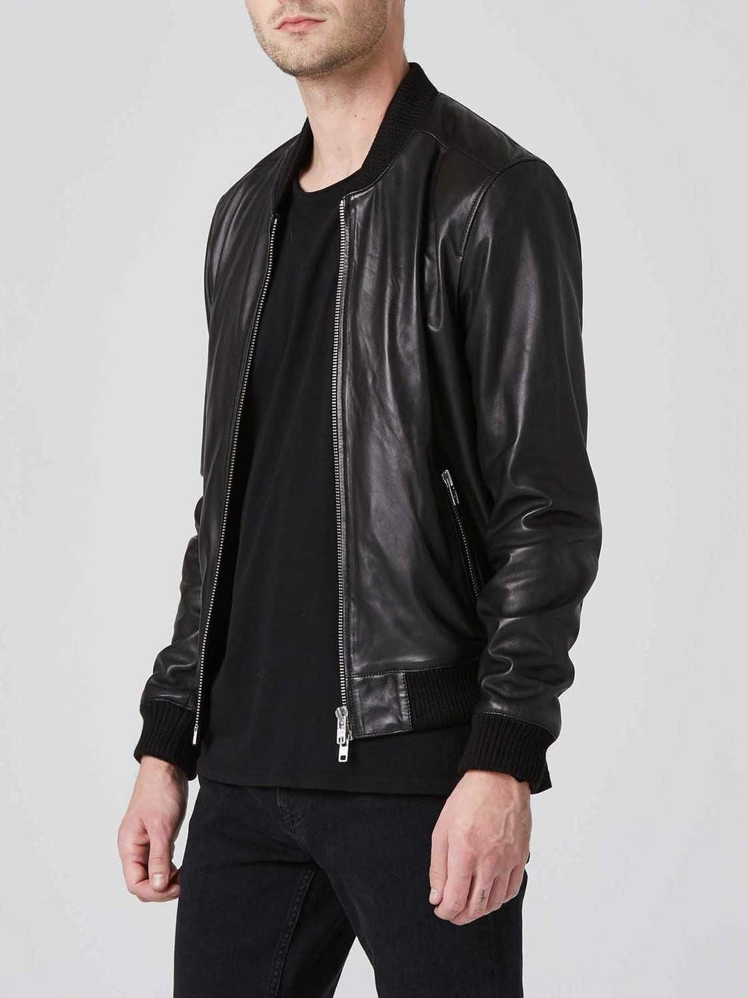 Sculpt Australia mens leather jacket Black Bomber Leather Jacket
