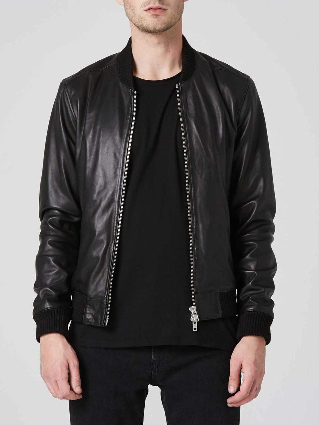 Sculpt Australia mens leather jacket Black Bomber Leather Jacket