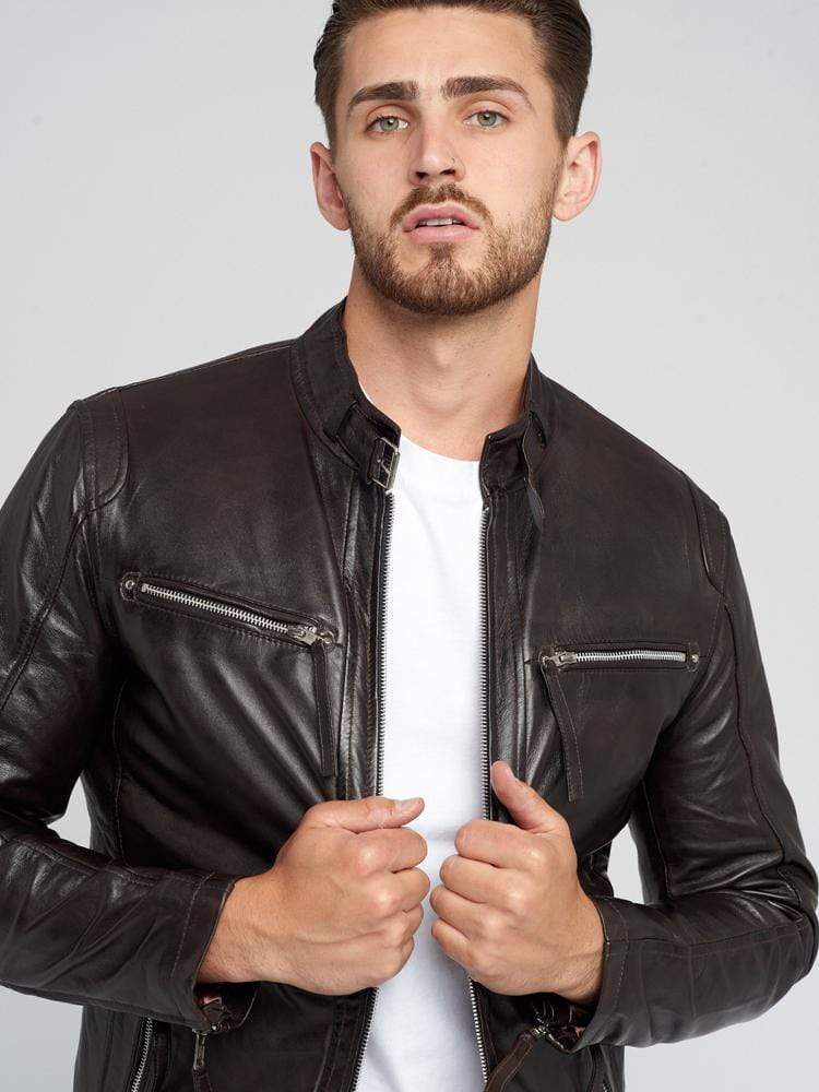 Sculpt Australia mens leather jacket Dean Dark Brown Leather Jacket