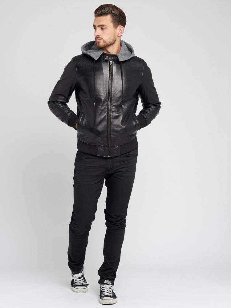 Sculpt Australia mens leather jacket Mike Detachable hood Leather Jacket