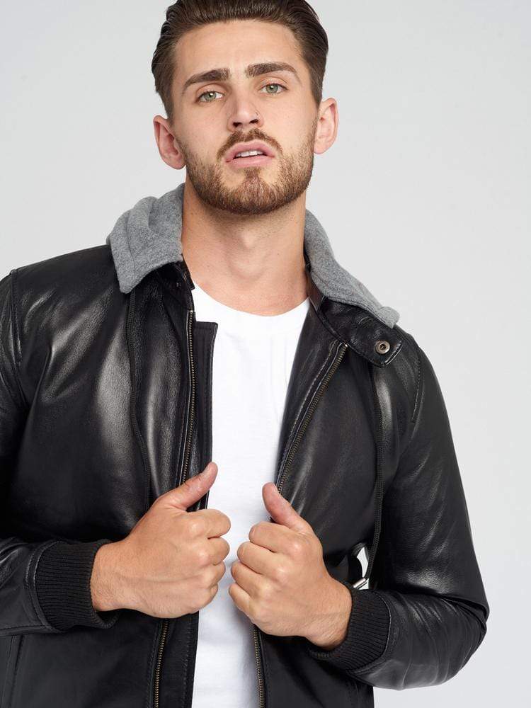Sculpt Australia mens leather jacket Mike Detachable hood Leather Jacket