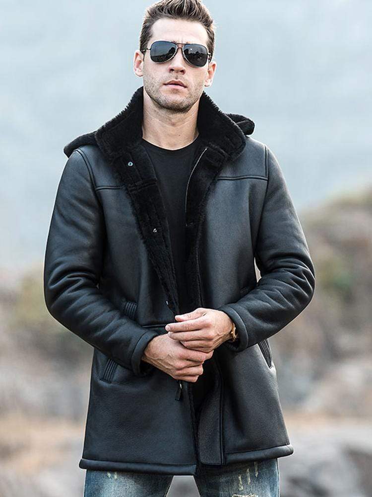 Sculpt Australia mens leather jacket Trench Shearling Hooded Leather Coat