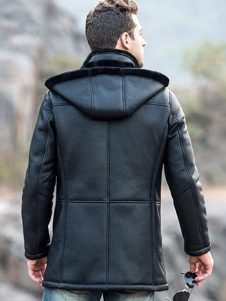 Sculpt Australia mens leather jacket Trench Shearling Hooded Leather Coat