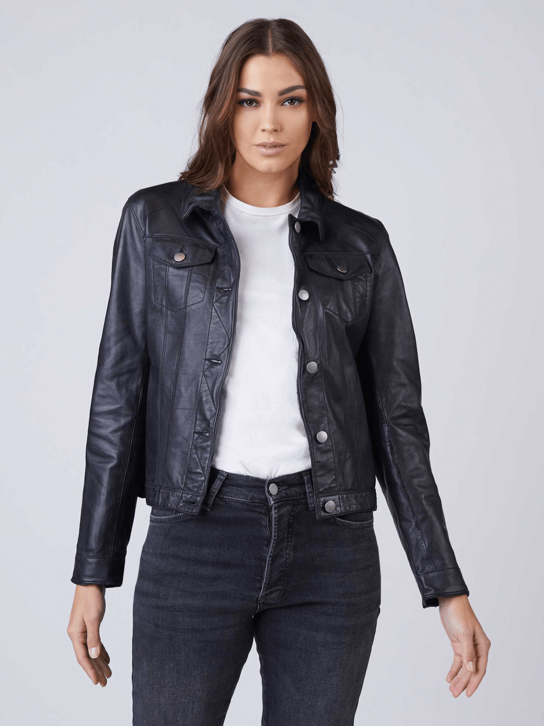Sculpt Australia womens leather jacket Black Trucker Leather Jacket