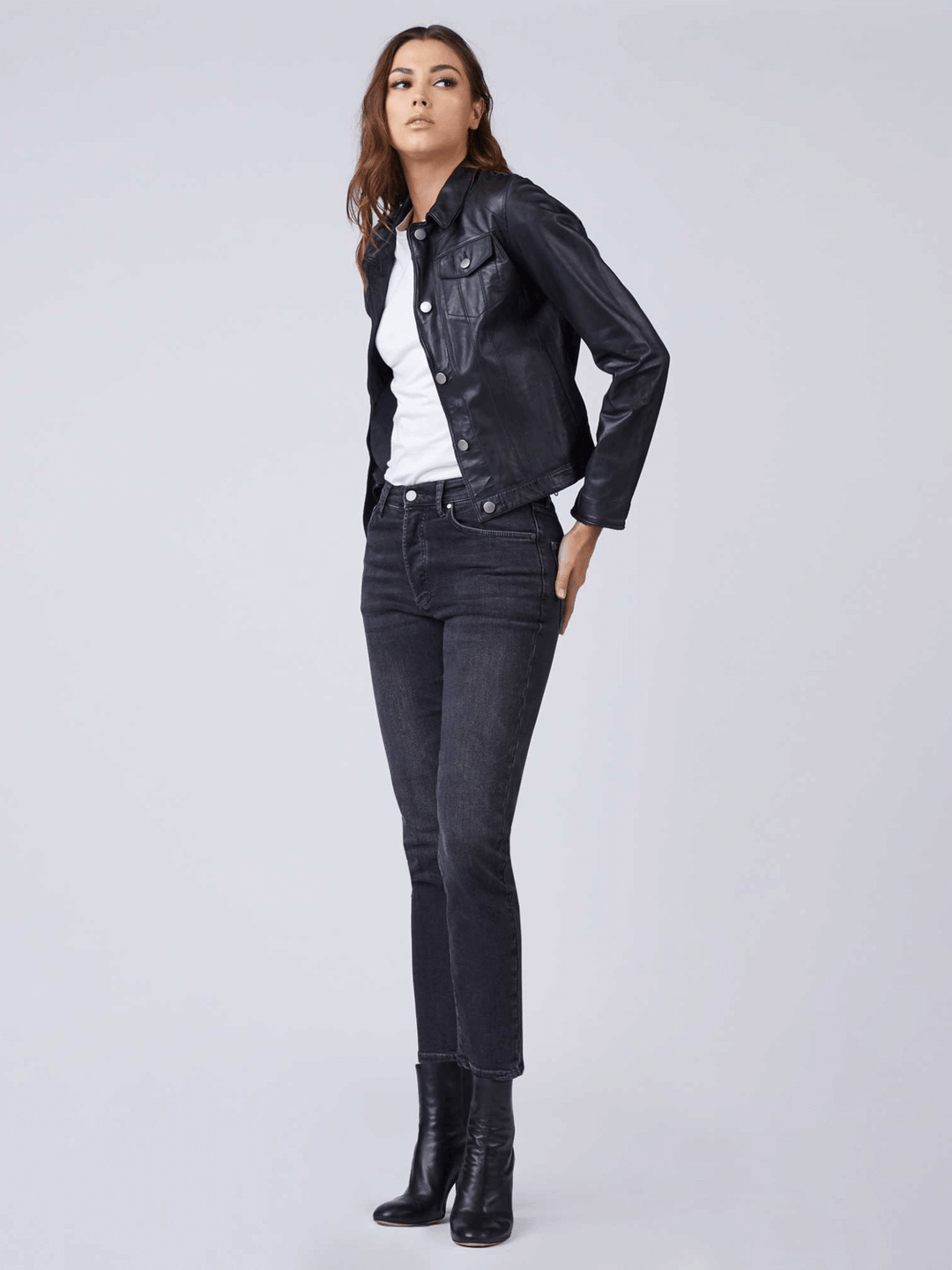 Sculpt Australia womens leather jacket Black Trucker Leather Jacket