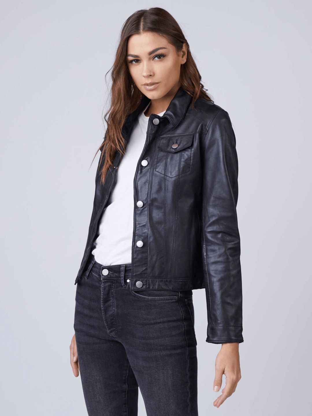 Sculpt Australia womens leather jacket Black Trucker Leather Jacket