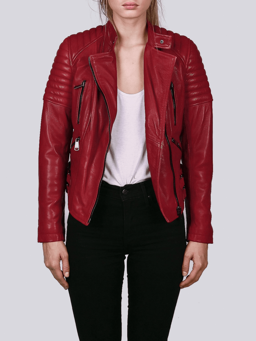 Sculpt Australia womens leather jacket Ella Red Biker Leather Jacket