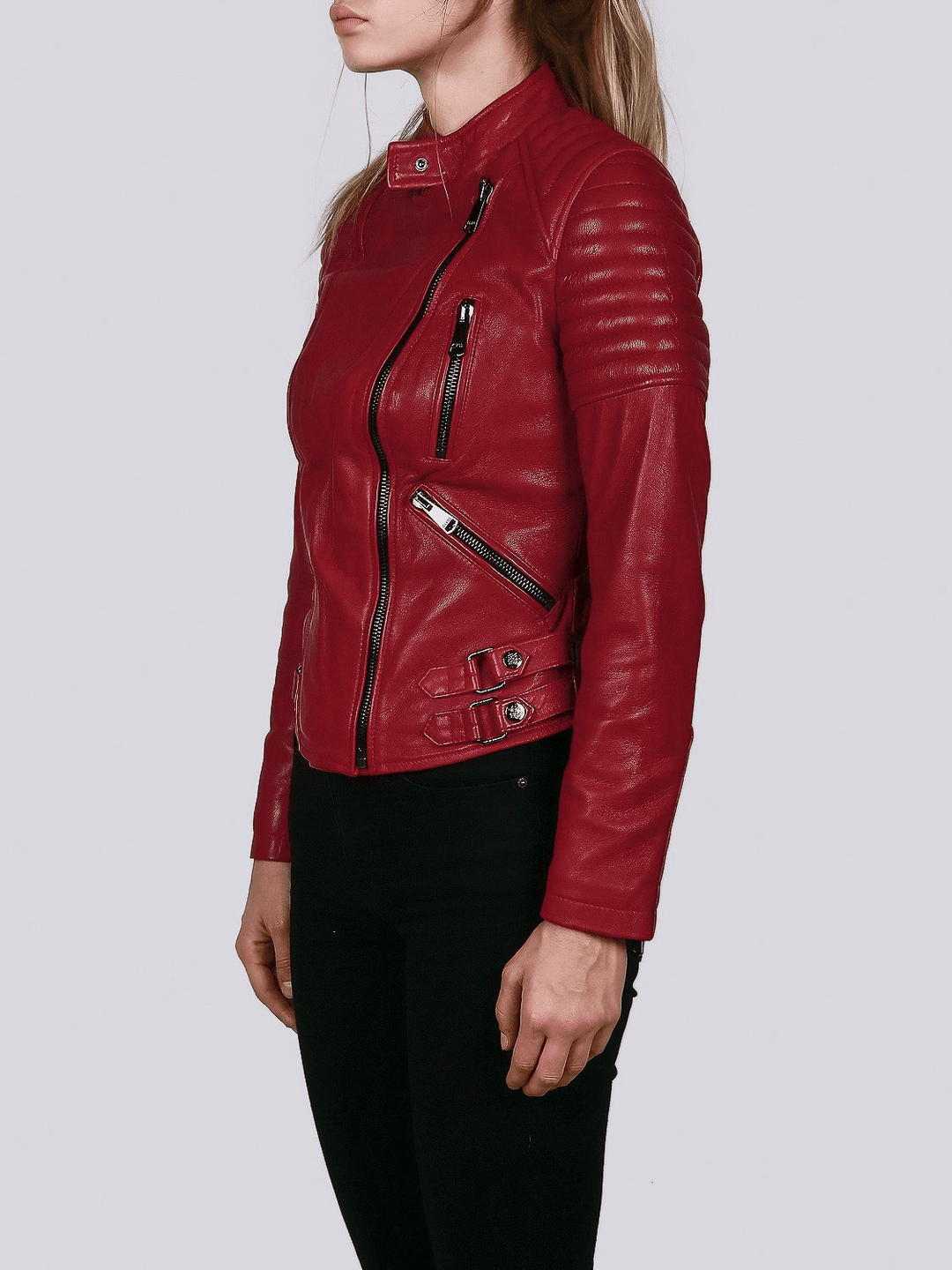 Sculpt Australia womens leather jacket Ella Red Biker Leather Jacket