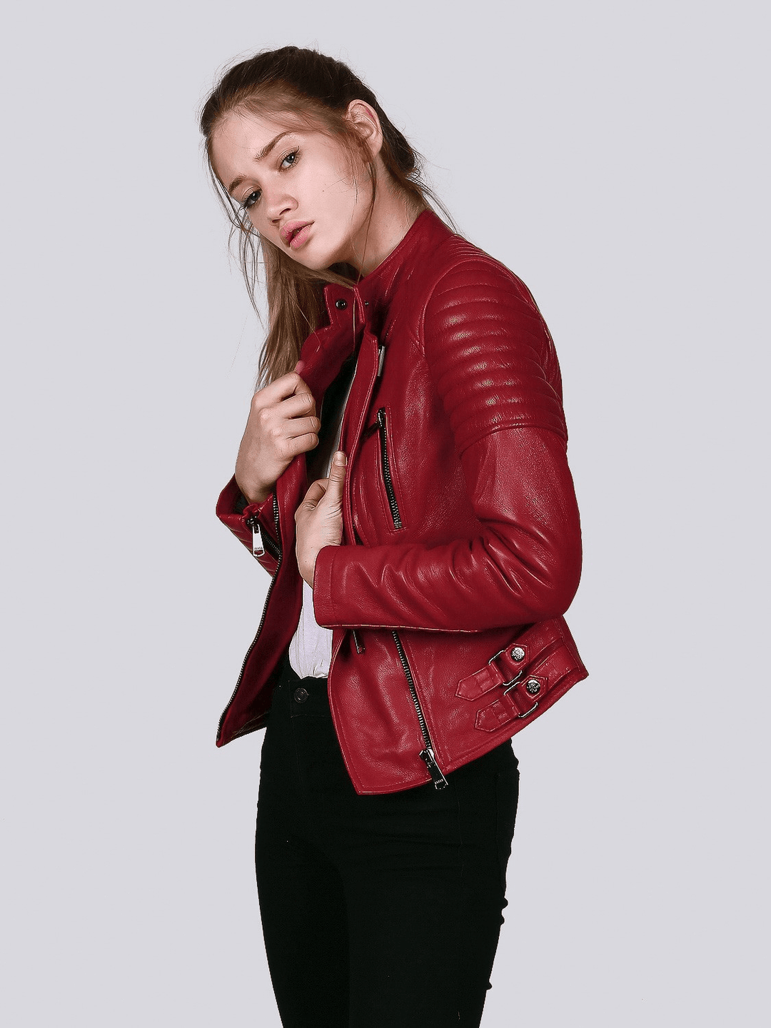 Sculpt Australia womens leather jacket Ella Red Biker Leather Jacket
