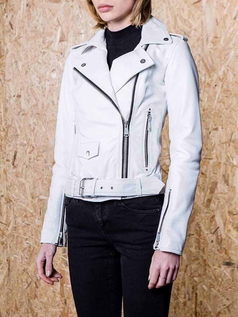 Sculpt Australia womens leather jacket White Biker Leather Jacket