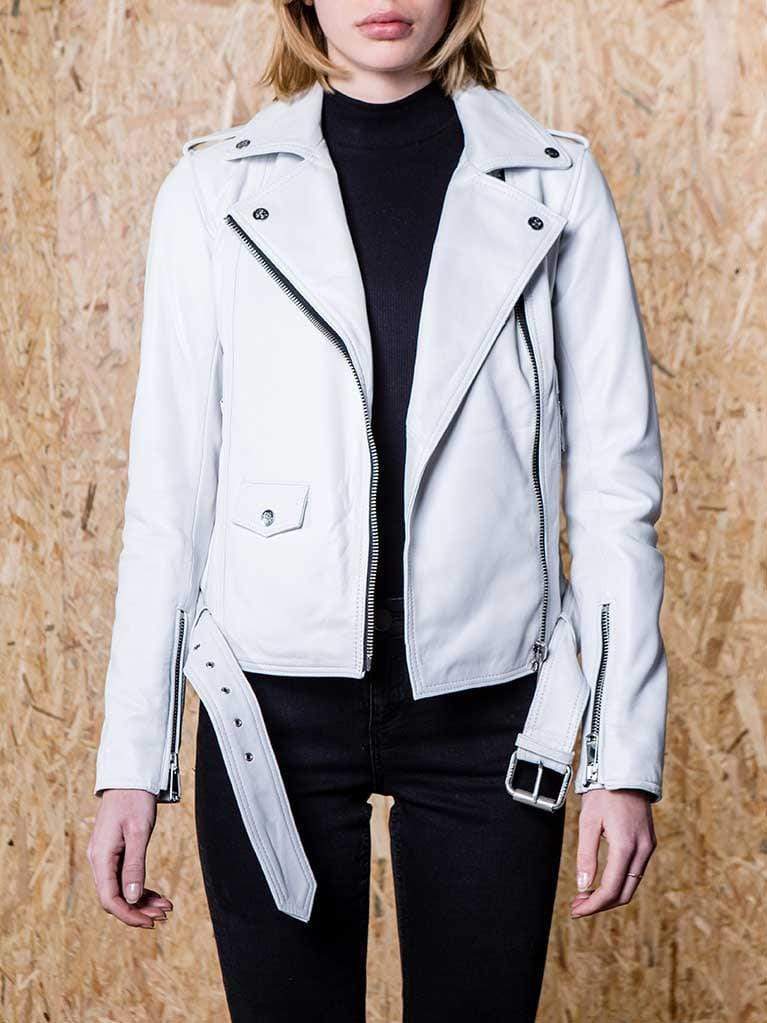 Sculpt Australia womens leather jacket White Biker Leather Jacket