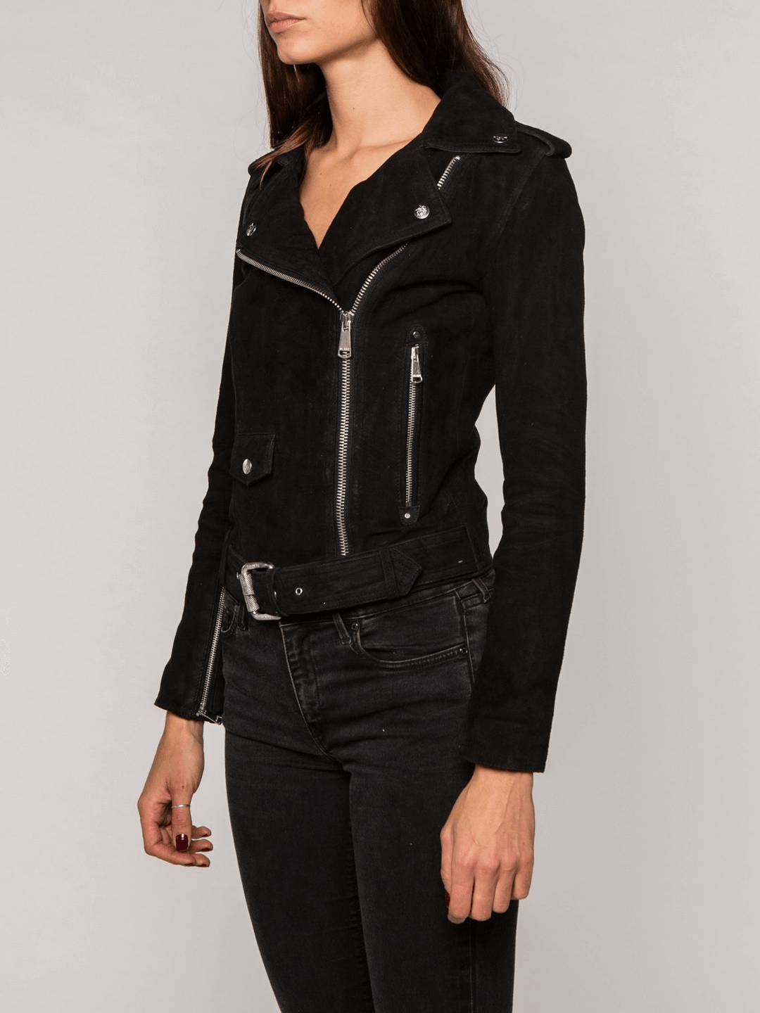 Sculpt Australia womens leather jacket Zoe Black Suede Jacket