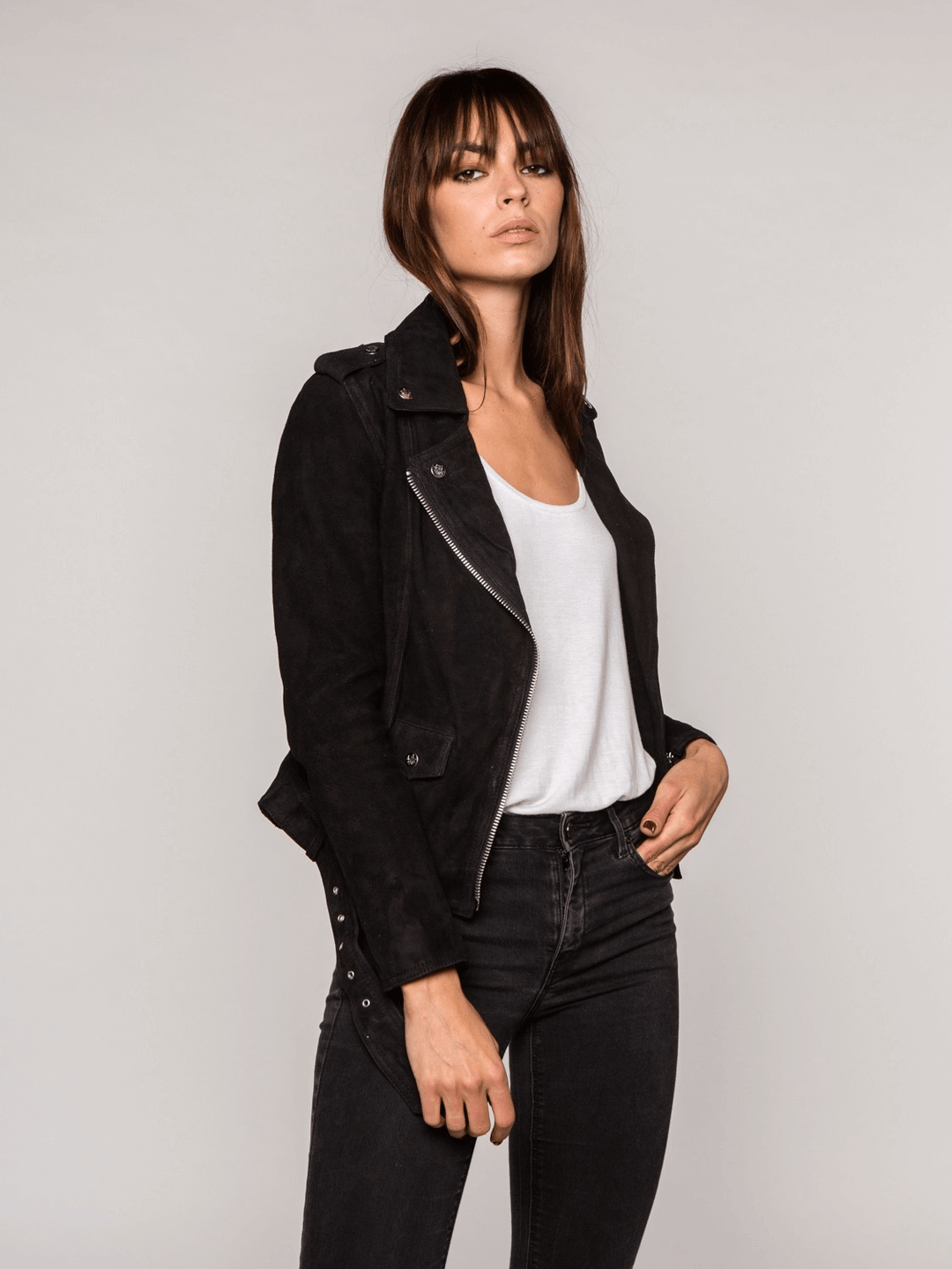Sculpt Australia womens leather jacket Zoe Suede Black Jacket